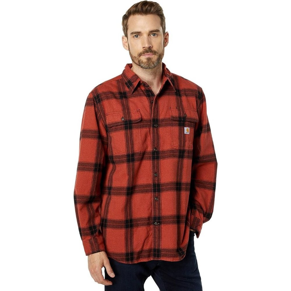 NWT Carhartt MENS Shirt 3XL Loose Fit Heavyweight Flannel Long Sleeve Plaid